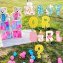 Amyhill 11 Pcs Bear Gender Reveal Yard Signs with Stakes Baby Shower Decorations Gender Reveal Yard Letters Lawn Signs Boy or Girl Baby Shower Party Supplies, 10.63 inches x 12.2 inches