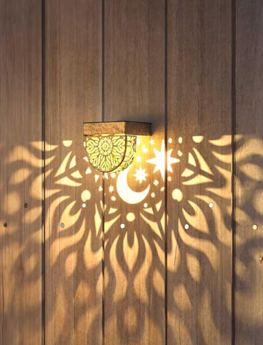 Solar Fence Light Solar Deck Lights Waterproof LED Powered Step Wall Lanterns Outdoor Decorations Warm Yellow Decorative Lighting for Garden Backyard (Black)