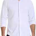 Mens Dress Shirt Wrinkle Free Knit Button Down Shirt Long Sleeve Business Shirt (XX-Large, White)