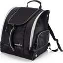 Athletico Ski Boot Bag  Skiing and Snowboarding Travel Luggage  Stores Gear Including Jacket, Helmet, Goggles, Gloves & Accessories  Venting and Grommets for Snow Drainage (Black with White Trim)