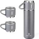 Stainless Steel Thermo 500ml/16.9oz Vacuum Insulated Bottle with Cup for Coffee Hot drink and Cold drink water flask.(Gray,Set)