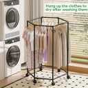 Clothes Rack with Wheels, Hexagonal Rolling Clothing Rack for Hanging Clothes, Clothes Drying Rack, Garment Storage for Bedroom, Laundry, Balcony (47" H)