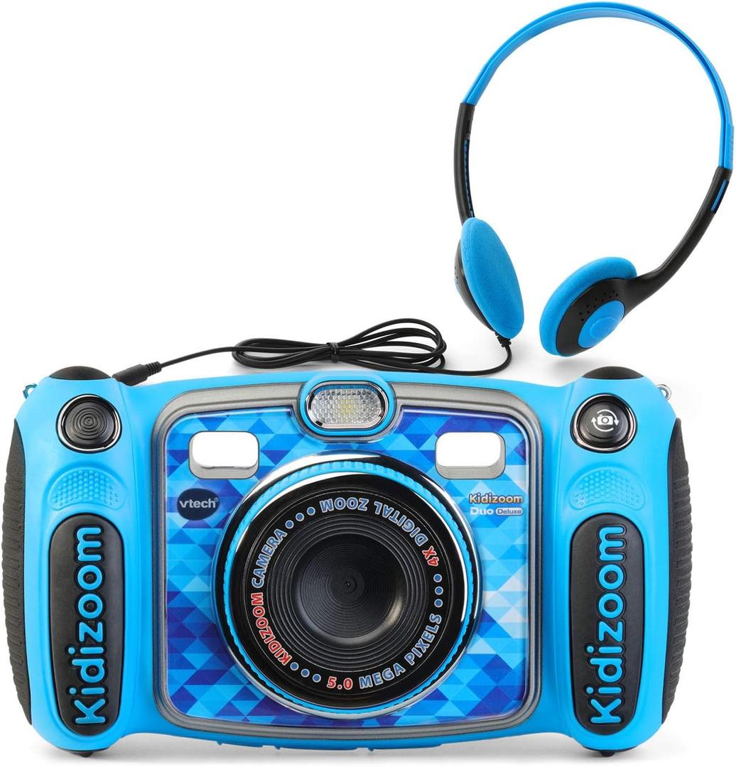 VTech Kidizoom Duo 5.0 Deluxe Digital Selfie Camera with MP3 Player and Headphones, Blue