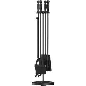 Fire Beauty Fireplace Tools Set 5 Pieces Wrought Iron Fire Place Pit Poker Holder 31" H (Black)