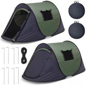 2 Pcs Pop-up Camping Tent, 1 Person Outdoor Camping Tent, Windproof, Easy Setup Portable with Carry Bag for Hiking Backpacking, 92.5"L x 35.4"W x 39.3"Hc