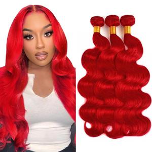 Red Human Hair Bundles Fire Red Body Wave Bundles Brazilian Virgin Remy Hair 3 Bundles 22 24 26 Inch/150g Soft And Shiny Burgundy Hair Weave