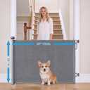 34" Tall Retractable Dog Gate, Adjustable Width 0-59" Pet Gate for Small to Medium Dogs, Heavy Duty Mesh Dog Safety Gate with Hardware Mounting for Doorways/Stairs/Indoor/Outdoor, Gray