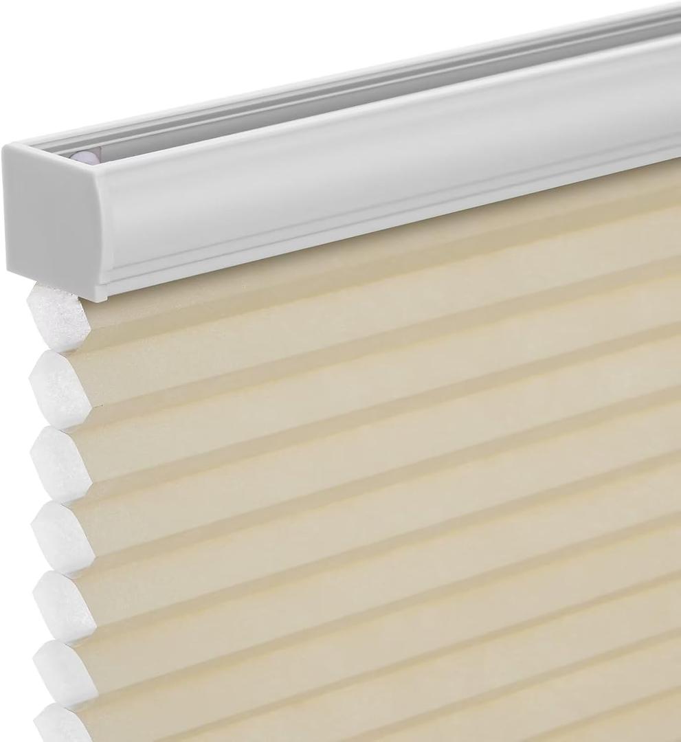Changshade Cordless Cellular Shades, Light Filtering Honeycomb Shades for Windows, Pull Down Pleated Blinds, Easy to Install for Indoor Windows and French Doors, 36" W x 72" H, Beige (Light Filtering-beige)