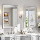 USHOWER 2 Pack Brushed Nickel Bathroom Mirrors for Over Sink 24x36 Inch, Metal Framed Rectangle Vanity Mirror for Wall, Bedroom, Living Room, Entryway, Anti-Rust, HD Tempered Glass,Horizontal/Vertical