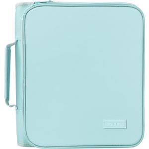 SUNEE Zippered Binder Bag with Handle, 2-Inch 3-Ring O-Ring, 500-Sheet Capacity, Includes Zip Pocket, 5-Tab Expanding File Folder, Multi-Pocket Organizer Binder for Middle School, Sky Blue