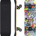 Skateboards for Beginners, 31 x 8 inch Complete Skateboard for Kids Teens Adults, 8 Layer Maple Double Kick Deck Concave Cruiser Trick Skateboard with Multifunction Skate