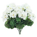 CISDUEO 4 Pcs Artificial Geraniums for Outdoor Silk Flowers White Artificial Geranium Bush Faux Flowers Geraniums for Floral Home Decor Indoor Garden Patio Grave Cemetary Vase Table Centerpiece