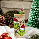 Christmas Glass Can Cup, 18oz Holiday Iced Coffee Cup with Lid and Straw, Beer Can Glass, Christmas Gift for Friend and Family