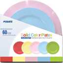 POSATE 60PCS Colorful Disposable Plastic Plates, Heavy Duty Plates for Wedding/Party, 30PCS Dinner Plates 10.25 and 30PCS Dessert/Salad Plates 7.5, Colorful Plates for Party Event