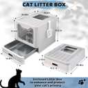Enclosed Cat Litter Box with Lid Top Exit Covered Metal Stainless Steel Litter Box Leak Proof & Odorless Easy to Clean Including Cat Litter Scoop and Litter Mat