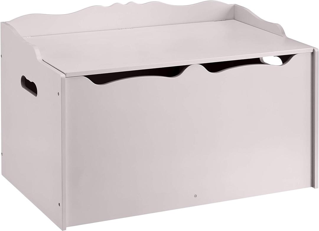 Amazon Basics Kids Toy Box, Wooden Organizer Storage Chest, Gray, 30" x 18" x 19"