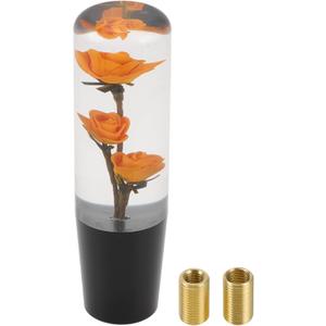 Car Shift Knob 15cm | Front Shift Lever Knob Universal for Automatic and Manual Vehicle Acrylic Orange with 2 Adapter 1 Set