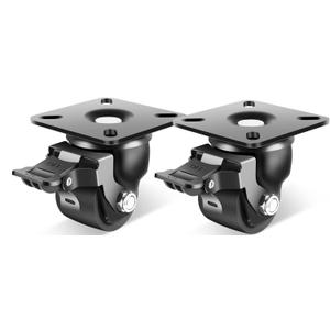 Nefish 2-Inch Heavy Duty Casters Set of 2, Industrial Grade Castors Wheels 2200 LBS, Low Gravity Plate Swivel Caster with Brake, Durable & Corrosion-Resistant Nylon Wheels for Industrial, Equipment