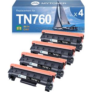 MYTONER Compatible Toner Cartridge Replacement for Brother TN760 TN-760 TN730/760 TN-730 High Yield MFC-L2690DW 2717DW MFC-L2750DW HL-L2350DW MFC-L2710DW HL-L2395DW Printer Black, 4Pack