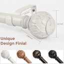 White Curtain Rods for Windows 48 to 84 Inch, Antique Decorative 1 Inch Adjustable Heavy Duty Window Treatment Rods, Vintage Rustic Farmhouse Drapery Rod with Boho Netted Texture Finials (36''-88'' (1 Pack))