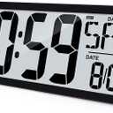 15" Large Digital Wall Clock Battery Operated, Digital Clock Display with Day, Date & Temperature, Large Wall Clock for Bedroom, Livingroom, Office(4.6" Numbers) (15" (Incl Batteries/Black))