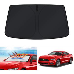 KUST Windshield Sun Shade for Ford Mustang Accessories 2015-2026 (NOT for Ford Mustang Mach-E) Custom Fit Sunshade Foldable Sun Visor Protector Blocks UV Rays Keep Your Car Cooler