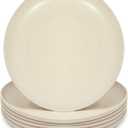 Okuna Outpost Wheat Straw Plates, Unbreakable Dinner Plates (6 Pack) - Microwave & Dishwasher Safe 8 Inch Beige Plates - Wheat Straw Dinnerware Sets