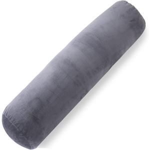 Body Pillow for Adults, Bolster Pillow with Removable Velvet Cover, Long Round Cervical Roll Pillow, 35 x 7.87 Inches, Grey