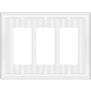 Metal Wall Plate for Electrical Outlets, Decorative Off White Switch Plates Outlet Cover, Light Switch Cover Plate, 3-Gang Wall Plates (Triple Decoretor, 1 Pack)