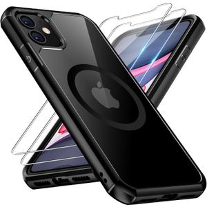 TAURI 3 in 1 Magnetic for iPhone 11 Case, with 2X Screen Protector, 10 FT Drop Protection, Compatible with Magsafe Case for iPhone 11 Phone Case 6.1 inch - Black