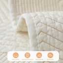 vctops Farmhouse Solid Color Embroidery Sofa Couch Cover Cotton Quilted Sectional Couch Covers Washable Non Slip Sofa Slipcover for Dogs, Children, Pets Furniture Protector (Cream,28"x70")
