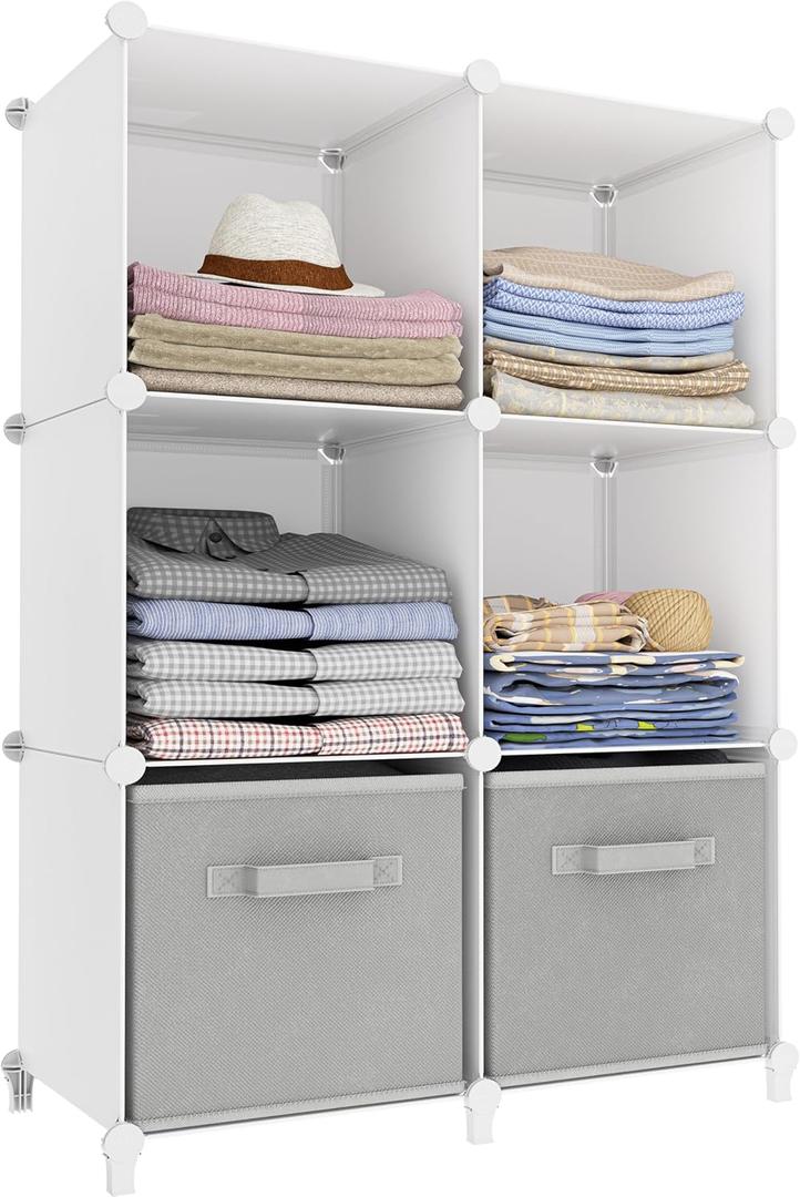 Stackable Closet Organizers and Storage 6 Cube Storage Organizer Closet Organizer for Bathroom Closet Storage for Wardrobe