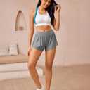 Women's Athletic Shorts High Waisted Running Shorts Sporty Short Gym Elastic Workout Shorts (Gray, L)