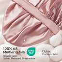 22 Momme 100% Real Mulberry Silk Bonnet for Sleeping Women, Large Hair Care Bonnet for Long Curly Hair, Double Layer Silk Wrap with Soft Elastic Band, Non-Slip Sleep Cap, Pink
