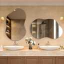 Dorlicecass Bathroom Mirror - Irregular Wall Mirrors Decorative 20"x36" Asymmetrical Tempered Glass Frameless for Vanity, Bedroom, Living Room, Cloakroom, Entryway