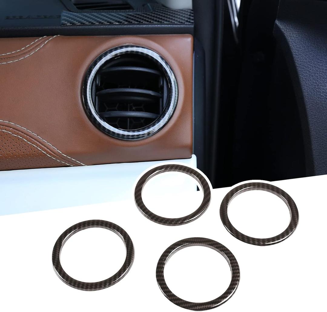 LLKUANG Fit for Toyota Tundra 2014-2021 ABS Instrument Console Side Air Conditioning Air Outlet Ring Trim Car Interior Accessories (Carbon fiber style)