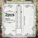 2 Pack 4' H x 10" W Metal Arched Garden Trellis for Potted Climbing Plants Outdoor Rustic Black Coating Iron Wire Lattices Grid Panels for Vine Pergola Cucumbers Vegetables Flower Support, 47.64 H x 10 W inches