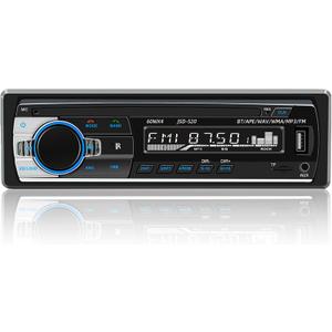 JSD-520 Car Stereo Audio Single Din Bluetooth Handsfree FM Radio Receiver USB Charging/MP3/AUX/TF, No CD Player