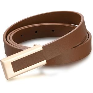 TOURZOO Genuine Leather Belts for Women Skinny Waist Belt for Dresses Jeans Pants with Gold Buckle (Fit Waist 26"-32", 1pcs/Brown)