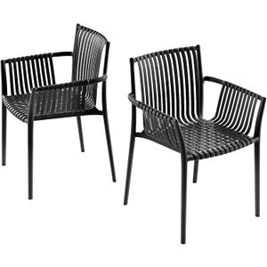 Jamesdar Weave Stackable Indoor/Outdoor Chair Set of 2 Black, 23.23"W x 22.24"D x 32.28"H, 17.8" seat height