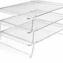 Tebery 304 Grade Stainless Steel Baking Rack 3-Tier Stackable Cooling Rack Set for Baking Cooking Grilling - 16.5" x 12"