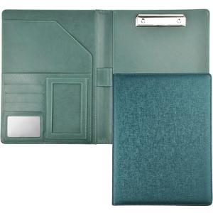 Enyuwlcm PU Leather Portfolio Folder with Clipboard Clip Padfolio for Women Interview School Office Business (Green)