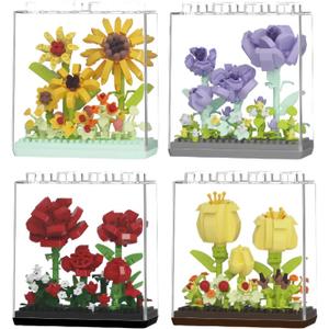 ZvveIIa Flower in A Box-DIY Building Blocks for Adults, Eternal Rose Bonsai with Display Case, Home & Office Decor, Adult Relaxing DIY, Creative Architecture Model Kit