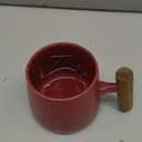 14 Oz Ceramic Coffee Mug with Lid and Coffee Spoon for Latte,Cappuccino Mug, Cocoa Mugs, Tea Mug, Birthday Gifts for Women, 1 Pack (Matte Red)