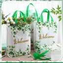 Sweetude 50 Pcs 12 x 9 x 4 Inches Welcome Bags Gift for Wedding Guests Bulk, Reusable Non Woven Eucalyptus Green Welcome Tote Bags with Handles for Engagement Bridal Shower Birthday Party