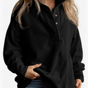 Fisoew Womens Oversized Sweatshirt Casual Snap Stand Collar Long Sleeve Pullover Tops Fall Travel Outfits, M