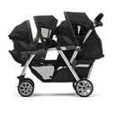  Cortina Together Double Stroller for Infants & Toddlers Accepts 2 Chicco Infant Car Seats, Height-Adjustable Handle, Standing Fold, 4-Wheel Suspension, Linked Rear Brakes, Black