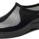 HISEA Waterproof Garden Shoe for Women Outdoor Slip-On Garden Clogs Rubber Rain Boots Short Ankle Booties Rain Shoes with Comfort Insole (8, Classic Black)