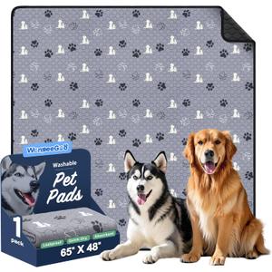 Washable Pee Pads for Dogs, Extra Large Dog Mat, Absorbent Reusable Training Dog Pads Pet Puppy Pads, Non-Slip Potty Pads for Whelping, Playpen, Crate, Bed, Grey 65"x48" (Gray)