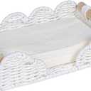 CubesLand Scalloped Napkin Holder for Bathroom Decor, Paper Rope Flat Napkin Dispenser Guest Towel Tray for Bathroom, Farmhouse Warm Napkin Holder for Table Dining Room Home Kitchen Decor, White